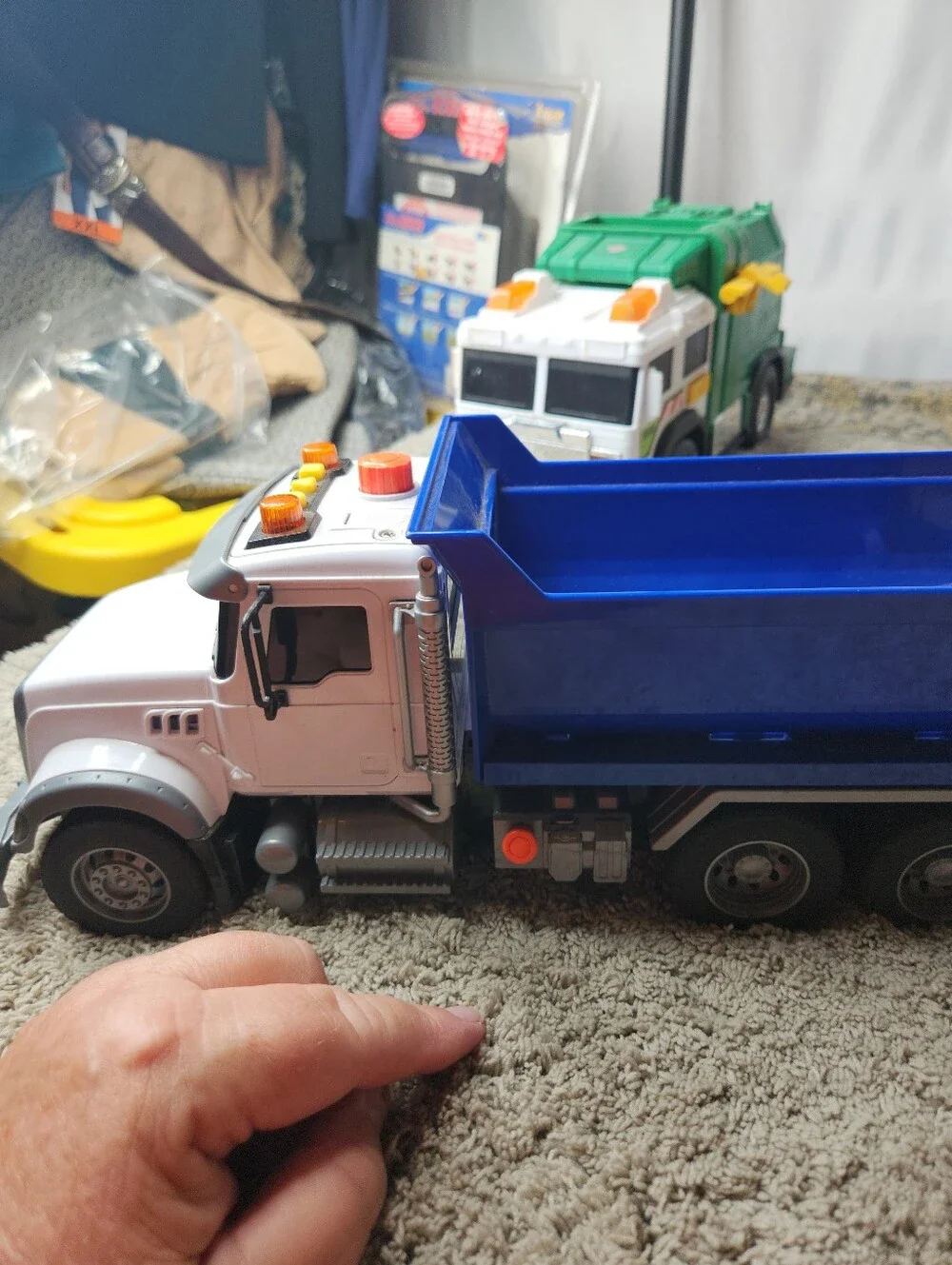 3 Kid's Toy Trucks - Garbage Truck, Dump Truck & Backhoe